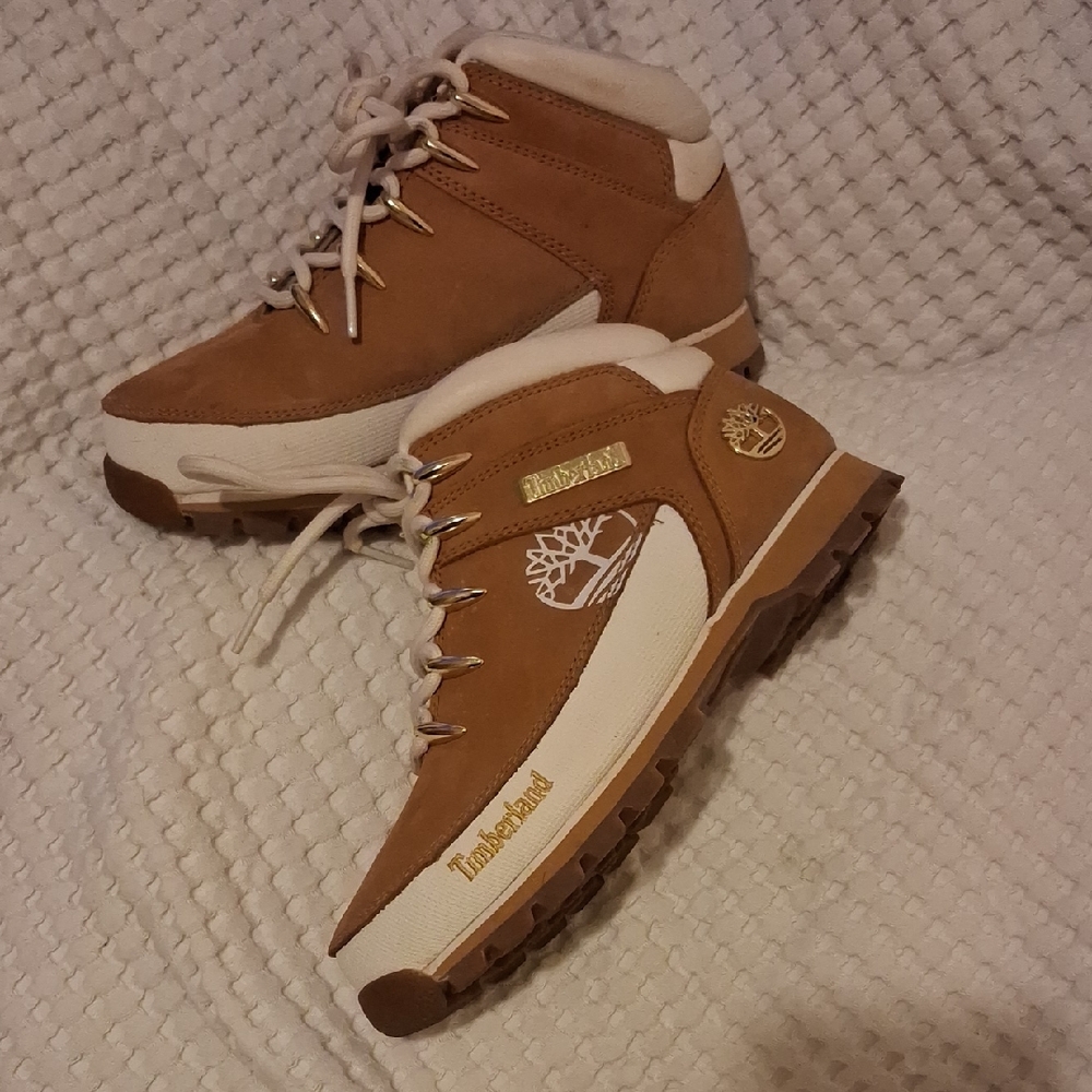 Timberland Women's Euro Sprint Hiking Boots Camel and Cream Sz-6.5